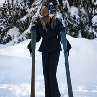 
                  
                    Women's waterproof 3L ski jacket and pants set - black jacket with black pants, for cold-weather winter sports
                  
                