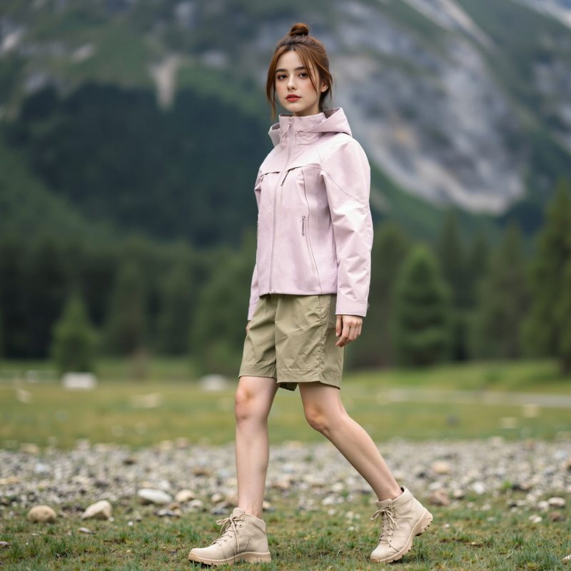Women's waterproof 3L lightweight jacket - pink waterproof jacket, for resort and street wear