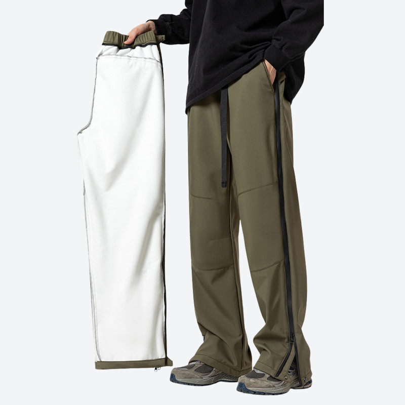 Men's 3-proof cargo pants with fleece lining - olive 3-proof cargo pants with black top, for camping and outdoor work