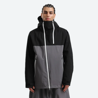 
                  
                    Men's colorblock ski anorak set - black and gray colorblock, on-model front view, for cold-weather winter sports
                  
                