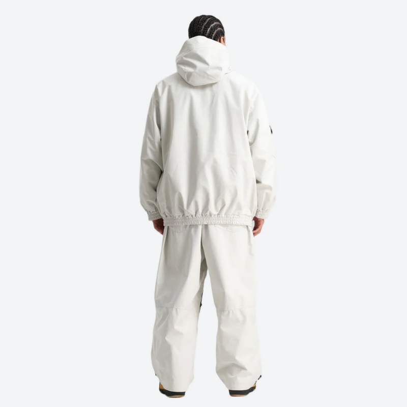 Breathable 3-layer ski pullover with balloon pants - white jacket with white pants, for skiing and snowboarding