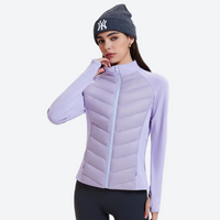 
                  
                    Women's slim-fit goose down jacket for cold days - lavender down jacket on women with beanie, for layering in cold weather
                  
                