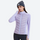 Women's slim-fit goose down jacket for cold days - lavender down jacket on women with beanie, for layering in cold weather