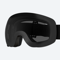 
                  
                    OTG spherical ski goggles - black frame black lens, front view, for skiing and snowboarding
                  
                