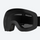 OTG spherical ski goggles - black frame black lens, front view, for skiing and snowboarding