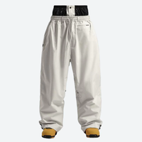 
                  
                    Men's 2-layer snowboard jacket and pants - white snow pants, flat lay front view, for skiing and snowboarding
                  
                
