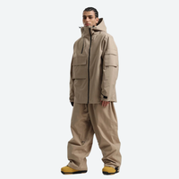 
                  
                    Men's waterproof 2L snow jacket and pants - tan jacket with tan pants, for skiing and snowboarding
                  
                