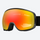 Ventilated spherical ski snow goggles - red-orange mirror spherical lens, front view, for skiing and snowboarding