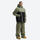 Men's breathable 2L snowboard jacket and pants - olive green and black colorblock, for resort and street wear