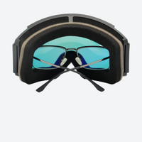 
                  
                    Cylindrical ski goggles with anti-fog UV lens - black frame teal cylindrical ski goggles, for winter mountain trips
                  
                