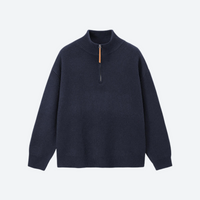 
                  
                    Unisex boxfleece half-zip sweatshirt - black and navy boxfleece half-zip sweatshirt, for travel and daily commute
                  
                