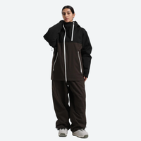 
                  
                    Women's colorblock ski jacket set - black and coffee brown colorblock jacket with coffee pants, for skiing and snowboarding
                  
                