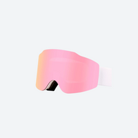 
                  
                    Magnetic lens cylindrical snow goggles UV protection anti-fog - pink cylindrical ski lens with white strap, product view
                  
                
