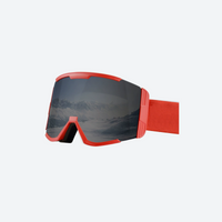 
                  
                    Aurora quick release cylindrical ski goggles - gray cylindrical ski lens, red frame product view, for skiing and snowboarding
                  
                