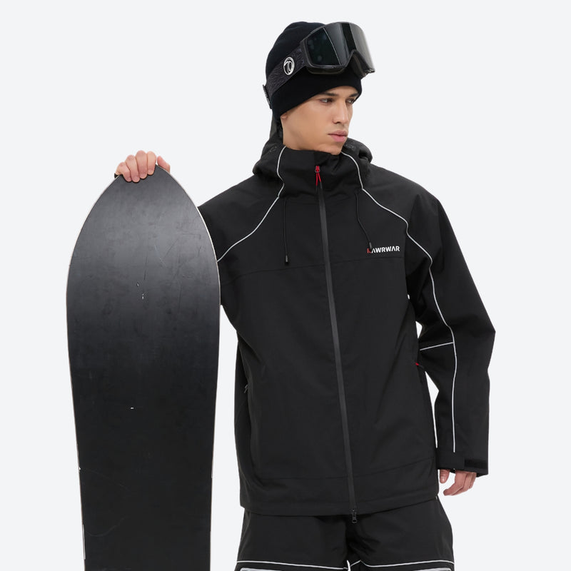 Men's waterproof 2L snow jacket and pants series - black jacket, for cold-weather winter sports