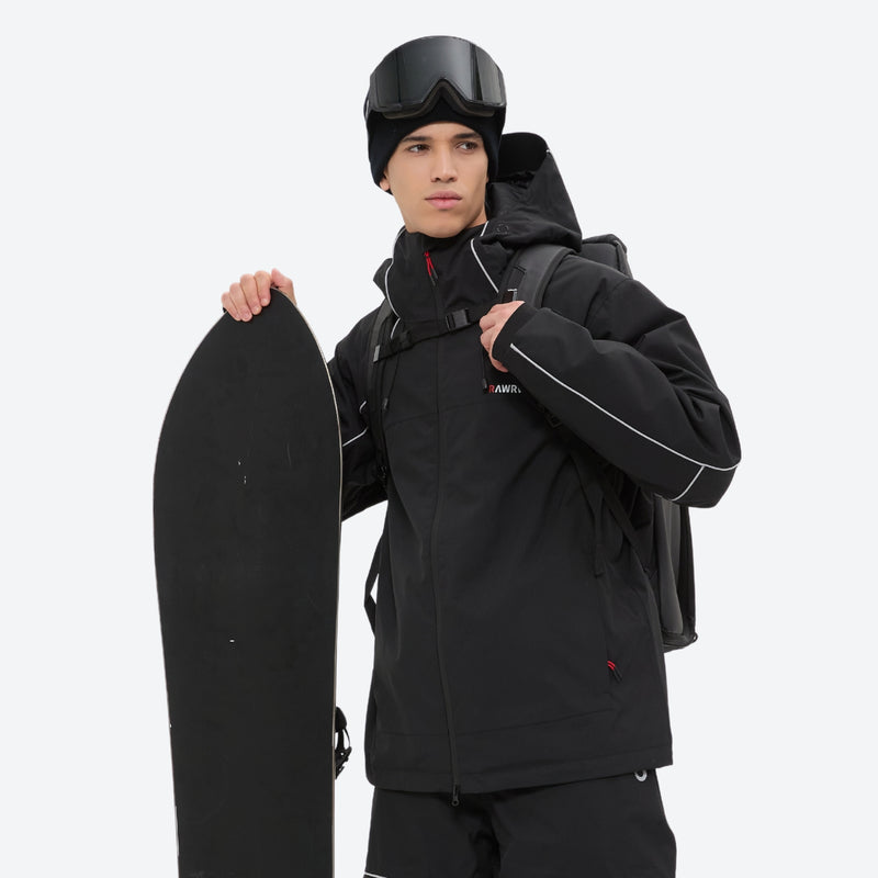 Men's 2-layer snowboard jacket and pants - black jacket, for powder and piste riding