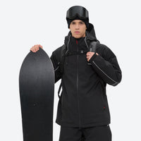 
                  
                    Men's reflective piping breathable ski jacket set - black jacket, for resort and backcountry days
                  
                