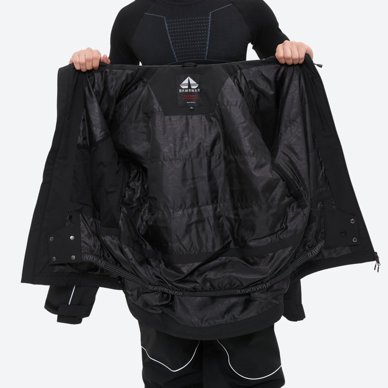 Men's waterproof 2L snow jacket and pants series - black jacket, for resort and backcountry days