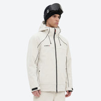 
                  
                    Men's reflective piping breathable ski jacket set - white jacket, for powder and piste riding
                  
                