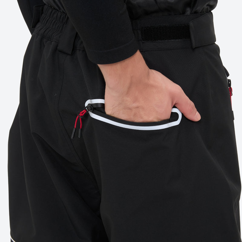 Men's reflective piping breathable ski jacket set - black snow pants, for cold-weather winter sports