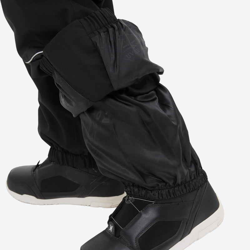 Men's reflective piping breathable ski jacket set - black snow pants, for resort and backcountry days