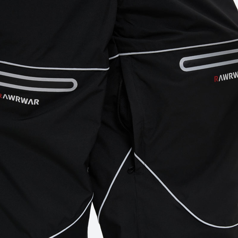Men's reflective piping breathable ski jacket set - black snow pants, for skiing and snowboarding