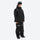 Men's 2-layer snowboard jacket and pants - black jacket with black pants, on-model side view, for resort and backcountry days