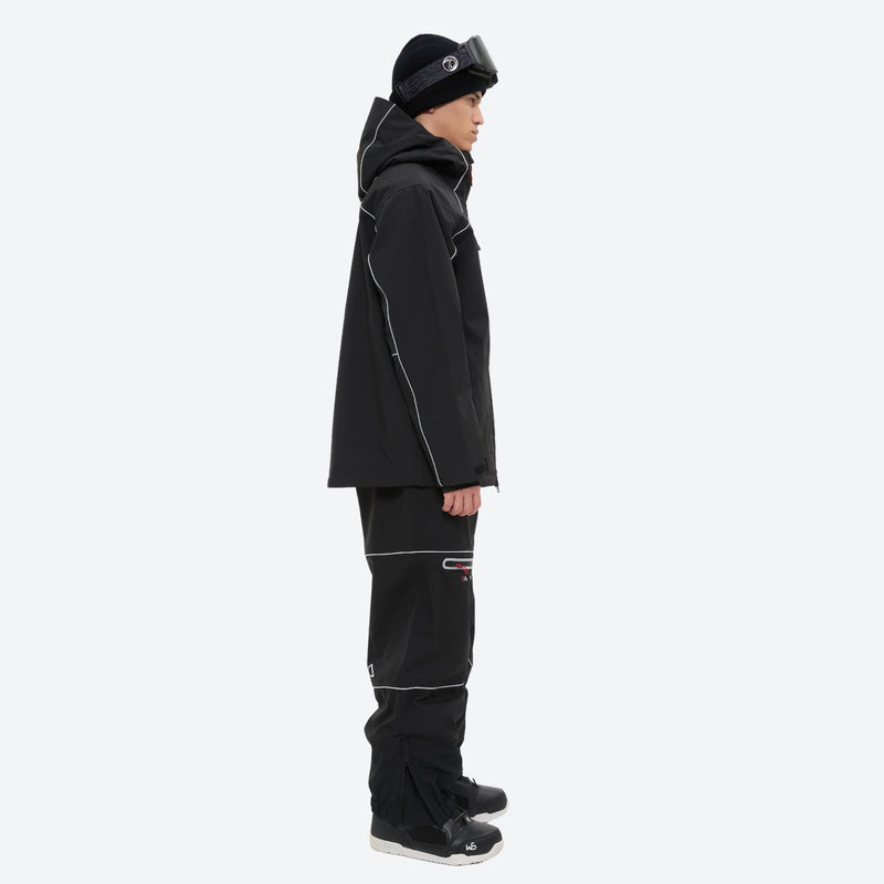 Men's waterproof 2L snow jacket and pants series - black jacket with black pants, for powder and piste riding