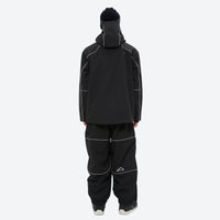 
                  
                    Men's reflective piping breathable ski jacket set - black jacket with black pants, for cold-weather winter sports
                  
                