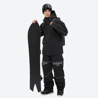 
                  
                    Men's waterproof 2L snow jacket and pants series - black jacket with black pants, for cold-weather winter sports
                  
                