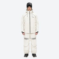 
                  
                    Men's 2-layer snowboard jacket and pants - white jacket with white pants, for cold-weather winter sports
                  
                