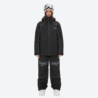 
                  
                    Women's waterproof 2L snow jacket and pants - black jacket with black pants, for cold-weather winter sports
                  
                
