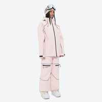 
                  
                    Women's 2-layer snowboard jacket and pants - pink jacket with pink pants, for powder days and winter commute
                  
                