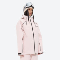 
                  
                    Women's breathable reflective piping ski jacket set - pink jacket, for skiing and snowboarding
                  
                