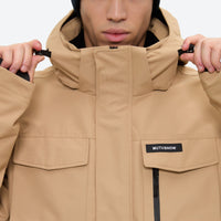 
                  
                    Men's waterproof 2L snow jacket and suspender pants - tan jacket, for cold-weather winter sports
                  
                