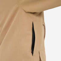 
                  
                    Men's waterproof 2L snow jacket and suspender pants - tan jacket, for resort and backcountry days
                  
                