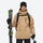 Men's 2-layer snowboard jacket and bib pants - tan jacket with backpack, for powder and piste riding