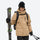 Men's waterproof 2L snow jacket and suspender pants - tan jacket with backpack, for cold-weather winter sports