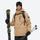 Men's breathable ski jacket with flap pockets - tan jacket with backpack, for skiing and snowboarding