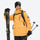 Men's waterproof 2L snow jacket and suspender pants - orange jacket with black pants, for powder and piste riding