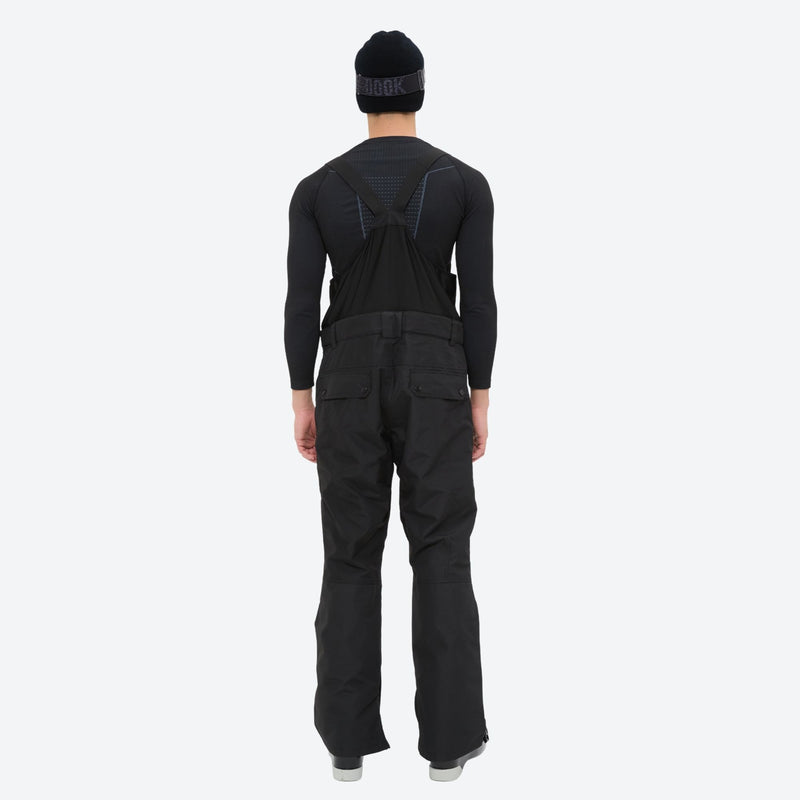 Men's waterproof 2L snow jacket and suspender pants - black snow pants with black top, for cold-weather winter sports