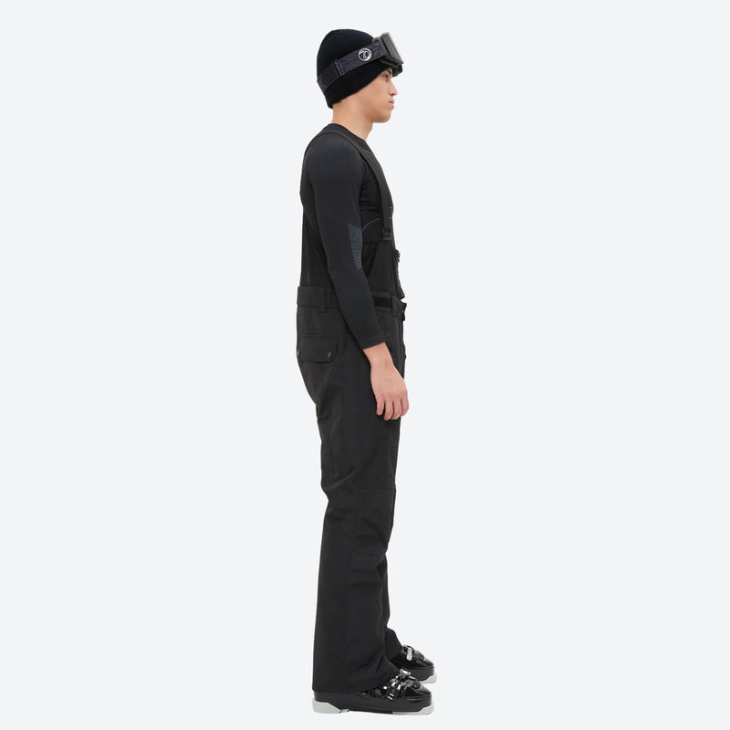 Men's breathable ski jacket with flap pockets - black snow pants with black top, for skiing and snowboarding