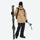 Men's breathable ski jacket with flap pockets - tan jacket with black pants, for resort and backcountry days