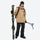 Men's 2-layer snowboard jacket and bib pants - tan jacket with black pants, for cold-weather winter sports