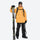 Men's breathable ski jacket with flap pockets - orange jacket with black pants, for cold-weather winter sports