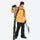 Men's breathable ski jacket with flap pockets - orange jacket with black pants, for powder and piste riding