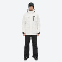 
                  
                    Men's breathable ski jacket with flap pockets - white jacket with black pants, for skiing and snowboarding
                  
                