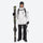 Men's waterproof 2L snow jacket and suspender pants - white jacket with black pants, for cold-weather winter sports