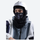Magnetic quick detach ski facemask balaclava - black mag-tech facemask on men in white helmet, for skiing and snowboarding