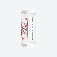 
                  
                    Freestyle twin tip snowboard for park and piste - white top sheet with red line art graphic, for powder and piste days
                  
                